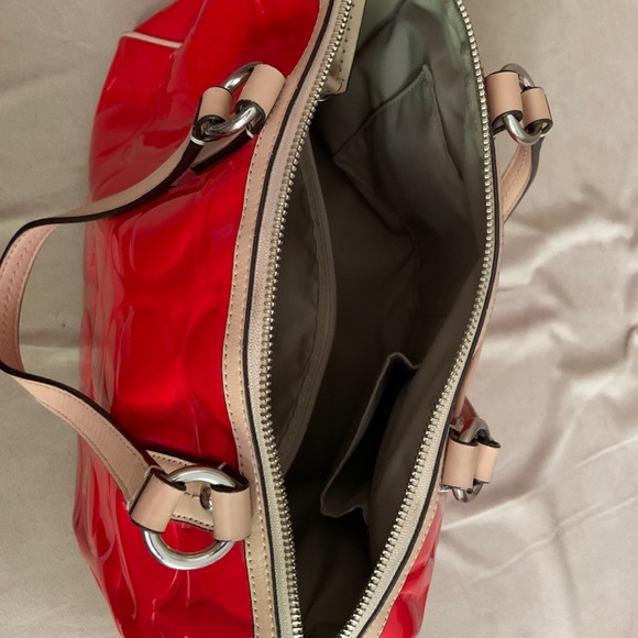 Gently Used Coach Peyton Embossed Patent Leather Crossbody Bag - Red - Picture 4 of 11